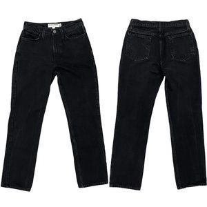 American Apparel Mid-Rise Straight Leg Jeans in Jet Black Denim RSADN336 Size 25